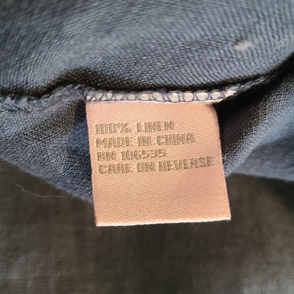 Hanna G Long Sleeve Pleated Front Linen Shirt S Relaxed Lagenlook Minimalist - Picture 8 of 9